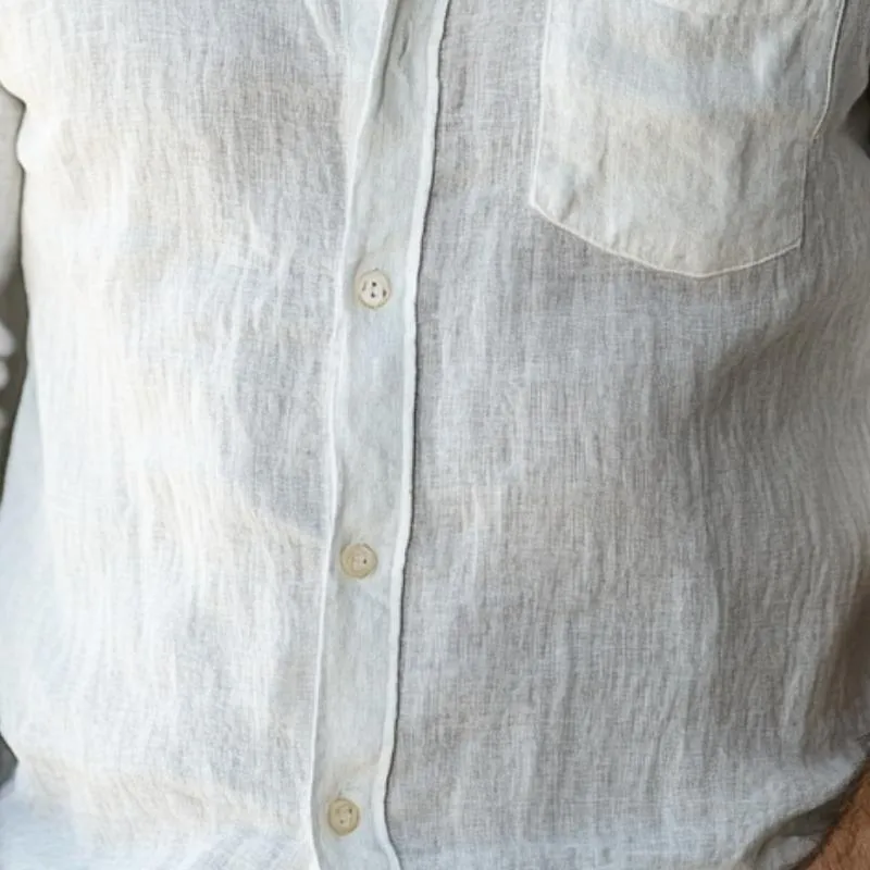 Men's Casual Solid Color Cotton Linen Lapel Slim Fit Long Sleeve Shirt 40857556M sold by Manly product image thumbnail 3