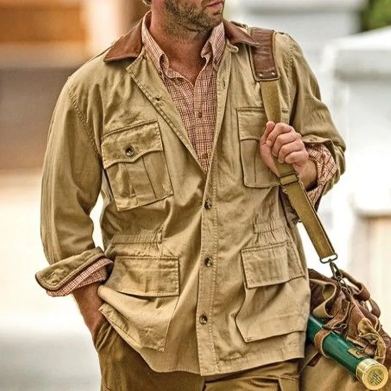 Men's Vintage Patchwork Collar Button Jacket 34544943U sold by Manly product image thumbnail 2