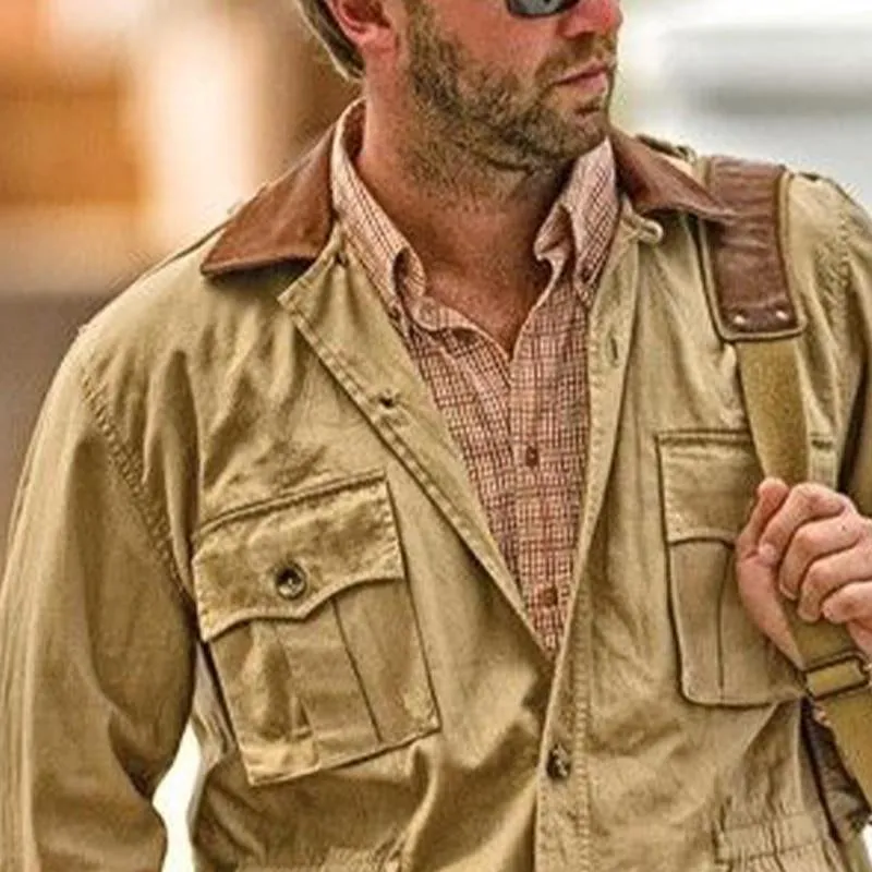 Men's Vintage Patchwork Collar Button Jacket 34544943U sold by Manly product image thumbnail 3