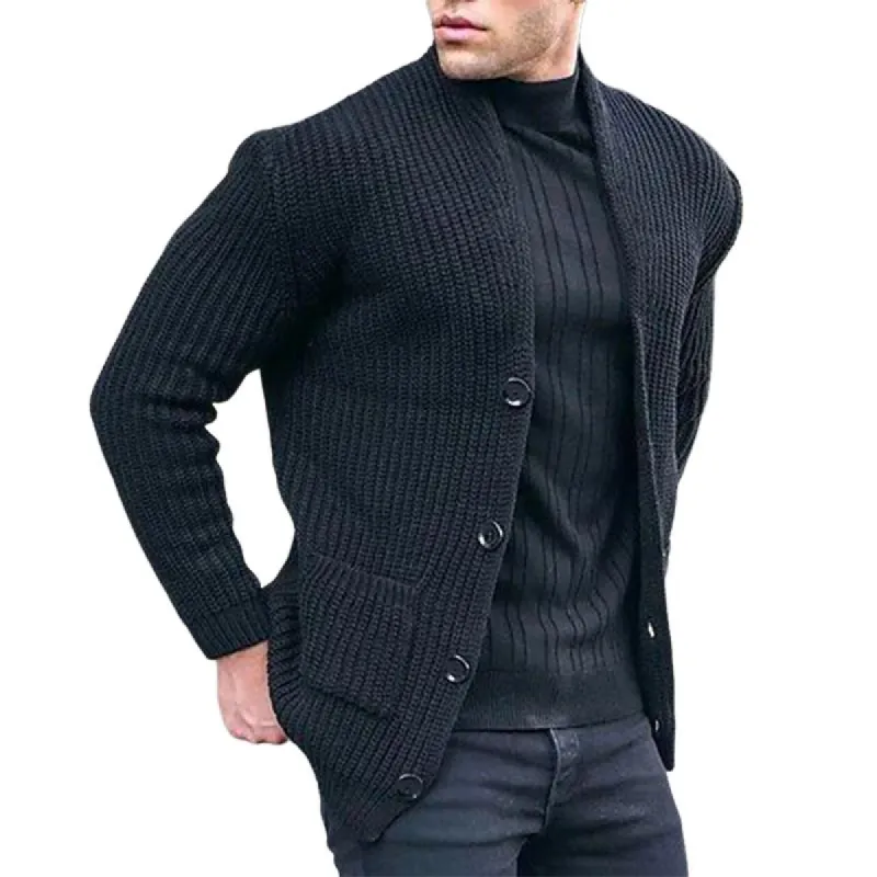 Men's Black Knitted Cardigan 50253350U sold by Manly