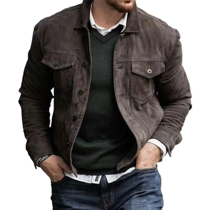 Men's Vintage Suede Button Jacket 61700830U sold by Manly