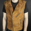 Men's Vintage Suede Notched Lapel Zipper Vest 74333332U sold by Manly