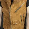 Men's Vintage Suede Notched Lapel Zipper Vest 74333332U sold by Manly