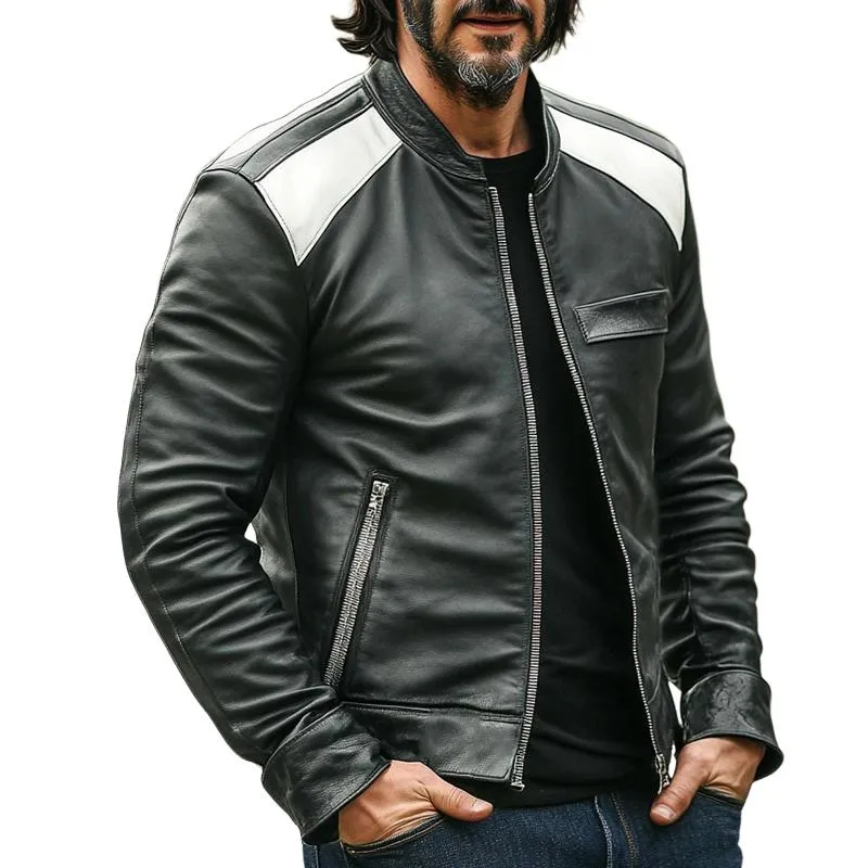 Men's Vintage Leather Zip Jacket 03307165U sold by Manly
