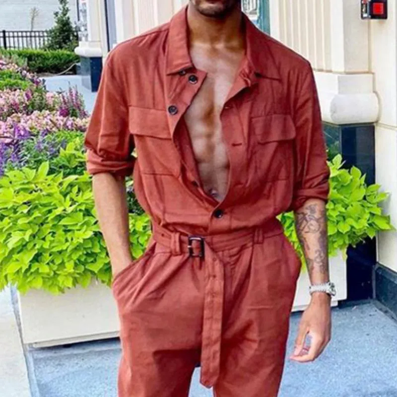 Men's Classic Fashion Multi-Pocket Linen Jumpsuit 98496796K sold by Manly product image thumbnail 3