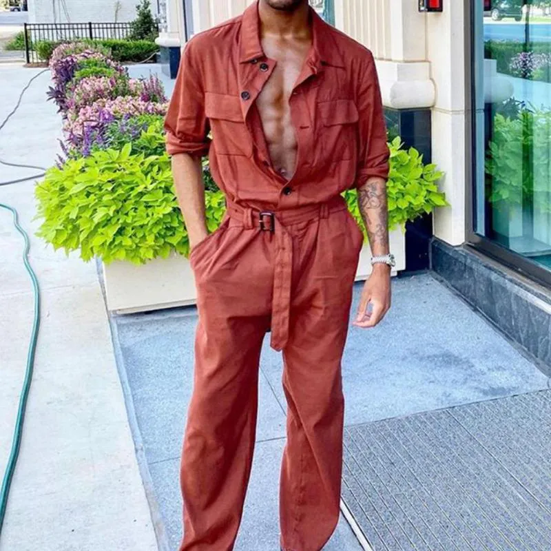 Men's Classic Fashion Multi-Pocket Linen Jumpsuit 98496796K sold by Manly product image thumbnail 2