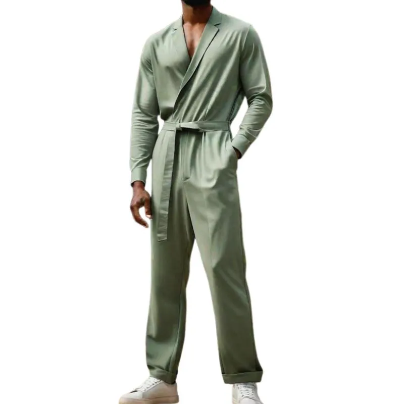 Men's Classic Fashion V-Neck Satin Jumpsuit 56209507K sold by Manly