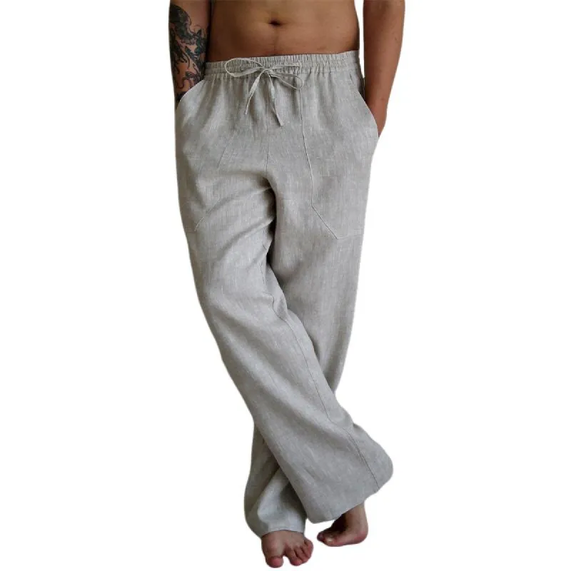 Men's Cotton and Linen Elastic Solid Color Holiday Casual Pants 12419805X sold by Manly