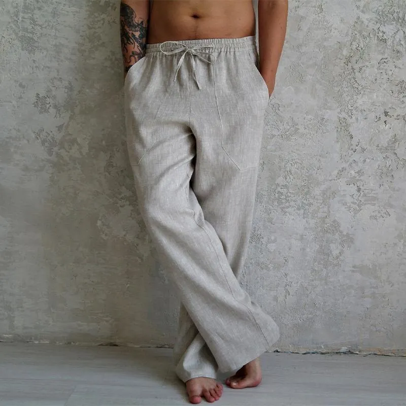 Men's Cotton and Linen Elastic Solid Color Holiday Casual Pants 12419805X sold by Manly product image thumbnail 5