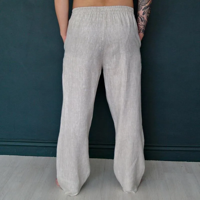 Men's Cotton and Linen Elastic Solid Color Holiday Casual Pants 12419805X sold by Manly product image thumbnail 2