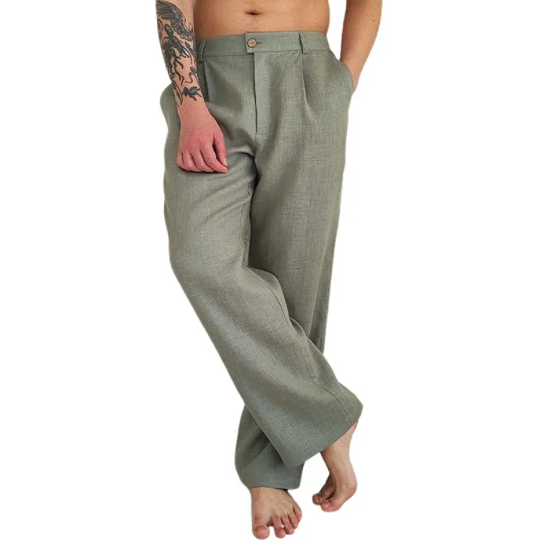Men's Cotton and Linen Solid Color Casual Pants 73369312X sold by Manly