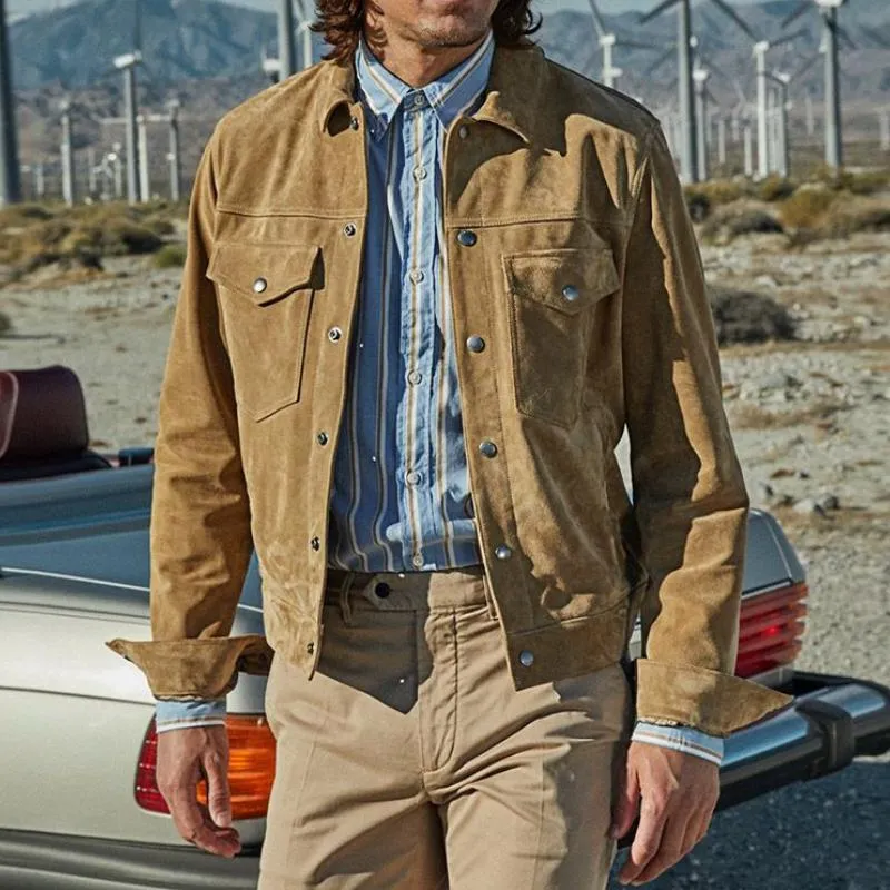 Men's Casual Suede Lapel Single Breasted Slim Fit Jacket 69241719M sold by Manly product image thumbnail 2