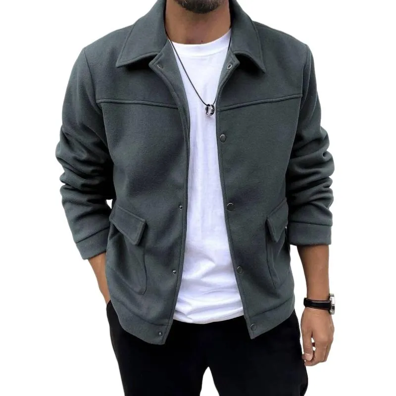 Men's Casual Wool Blend Lapel Single-breasted Loose Jacket 43221973M sold by Manly