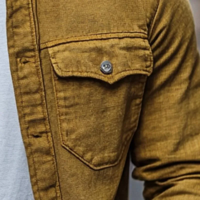 Men's Casual Cotton Linen Lapel Single-breasted Slim-fit Long-sleeved Shirt 80302812M sold by Manly product image thumbnail 4