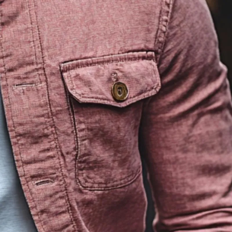 Men's Casual Cotton Linen Lapel Single-breasted Slim-fit Long-sleeved Shirt 16688546M sold by Manly product image thumbnail 4