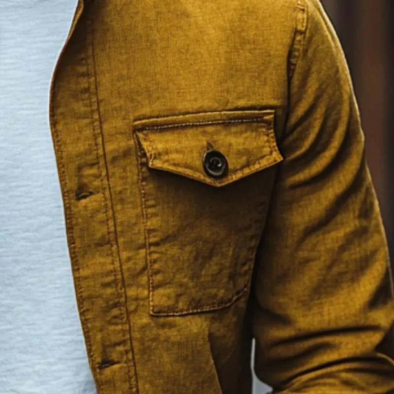 Men's Casual Cotton Linen Stand Collar Slim Fit Long Sleeve Shirt 26402767M sold by Manly product image thumbnail 4