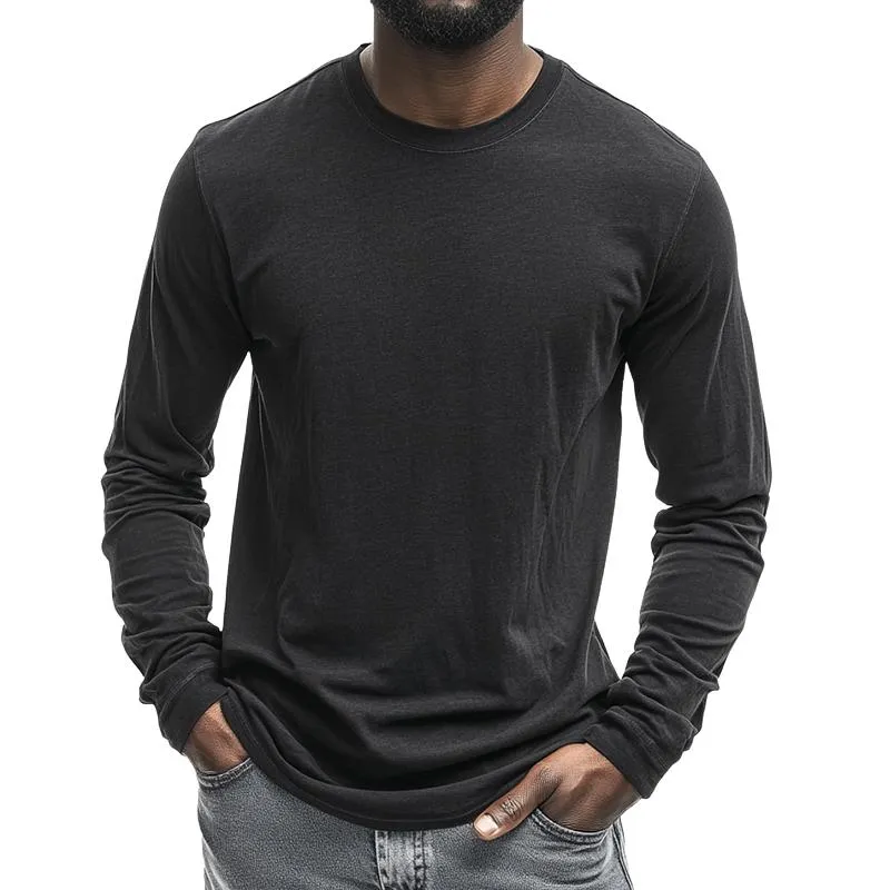 Men's Retro Casual Round Neck Long Sleeve T-Shirt 72918841TO sold by Manly