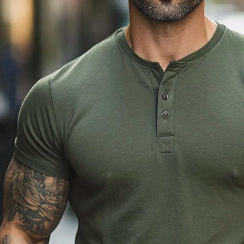 Men's Vintage Casual Henley Neck Short Sleeve T-Shirt 50167840TO sold by Manly product image thumbnail 3
