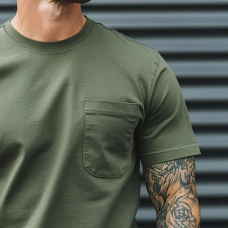 Men's Retro Casual Round Neck Pocket Short Sleeve T-Shirt 19097694TO sold by Manly product image thumbnail 3