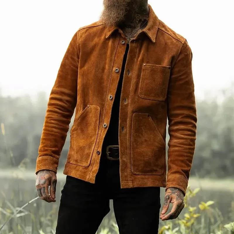 Men Fashion Suede Multi-Pocket Single Breasted Jacket 04937259Y sold by Manly product image thumbnail 2