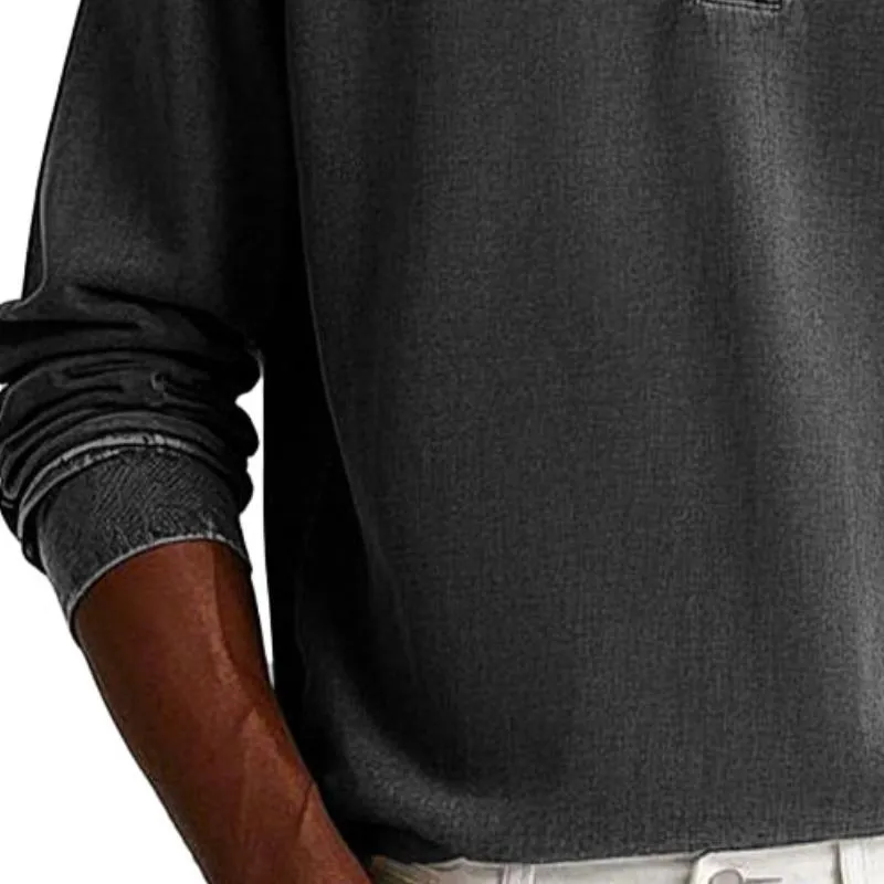 Men's Vintage Washed Button Down Lapel Long Sleeve Polo Shirt 89422197Y sold by Manly product image thumbnail 3