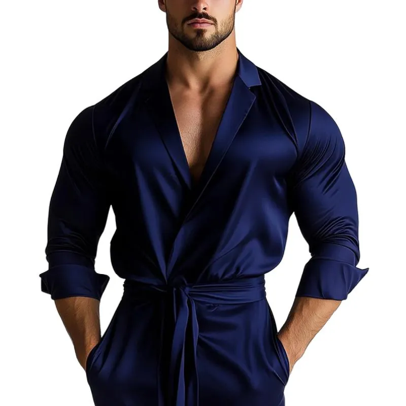 Men's Vintage Satin Lapel Long Sleeve Shirt 80494212Y sold by Manly