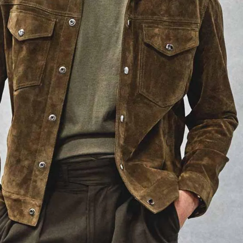 Men's Classic Casual Lapel Suede Jacket 72310452K sold by Manly product image thumbnail 4