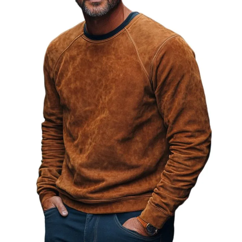 Men's Vintage Crew Neck Suede Sweatshirt 26900710F sold by Manly