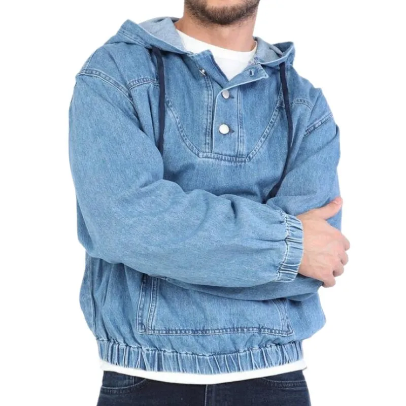 Men's Loose Casual Denim Hoodie 67111545F sold by Manly