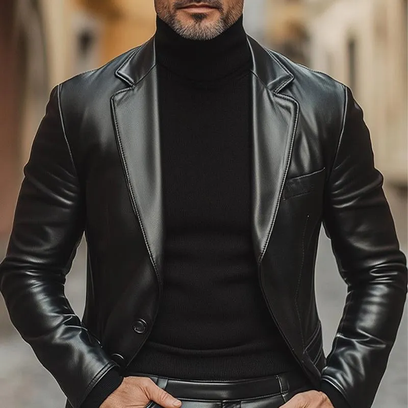 Men's Solid Button Leather Blazer 99847474X sold by Manly product image thumbnail 2