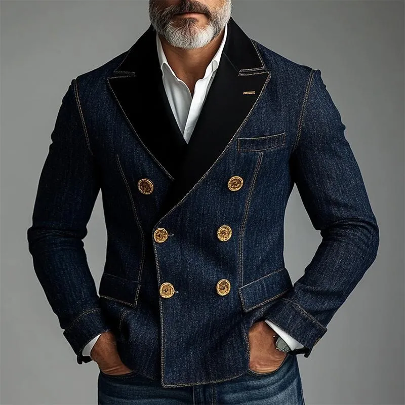 Men's Denim Patchwork Double Breasted Blazer 58735220X sold by Manly product image thumbnail 2