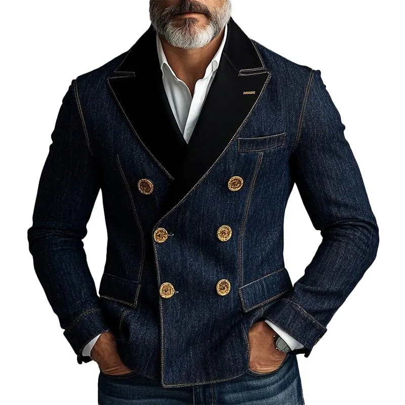 Men's Denim Patchwork Double Breasted Blazer 58735220X sold by Manly