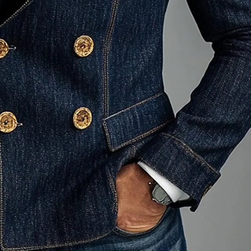 Men's Denim Patchwork Double Breasted Blazer 58735220X sold by Manly product image thumbnail 3