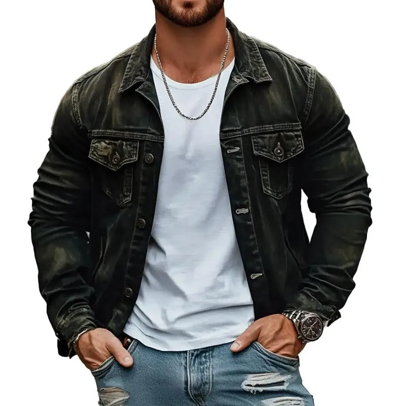Men's Vintage Lapel Denim Jacket 03073985X sold by Manly