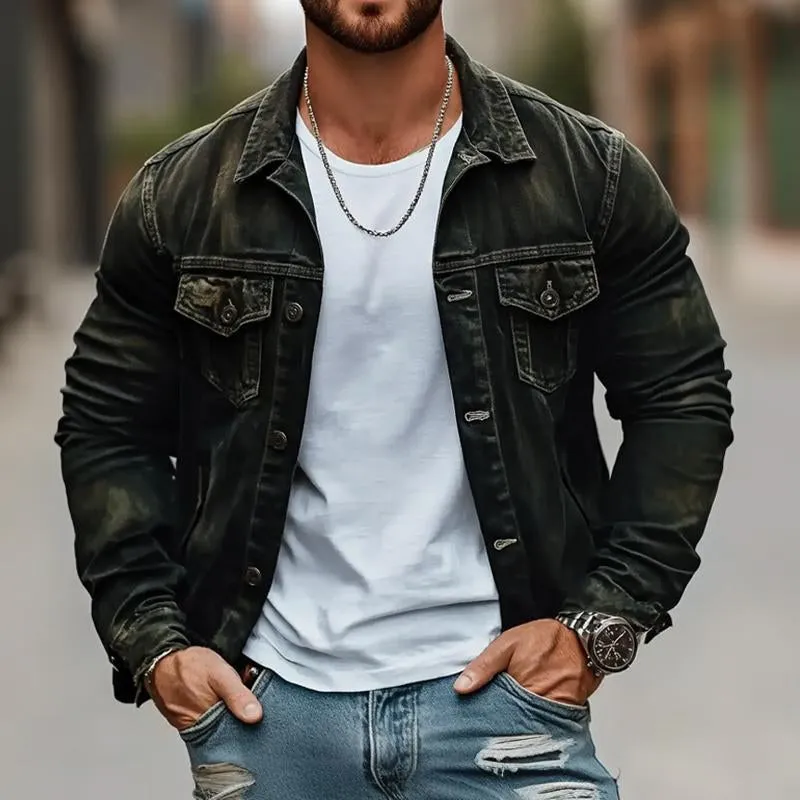 Men's Vintage Lapel Denim Jacket 03073985X sold by Manly product image thumbnail 2