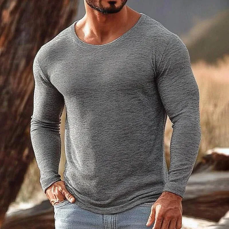 Men's Fashion Round Neck Long Sleeve Casual T-shirt 65562317Z sold by Manly product image thumbnail 2