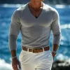 Men's Fashion V Neck Long Sleeve Casual T-shirt 69840551Z sold by Manly