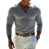 Men's Fashion V Neck Long Sleeve Casual T-shirt 69840551Z sold by Manly