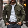 Men's Vintage Washed Denim Lapel Single Breasted Multi-Pocket Jacket 07246545M sold by Manly