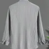Men's Solid Color Striped Textured Stand Collar Long Sleeve Shirt 91871352X sold by Manly