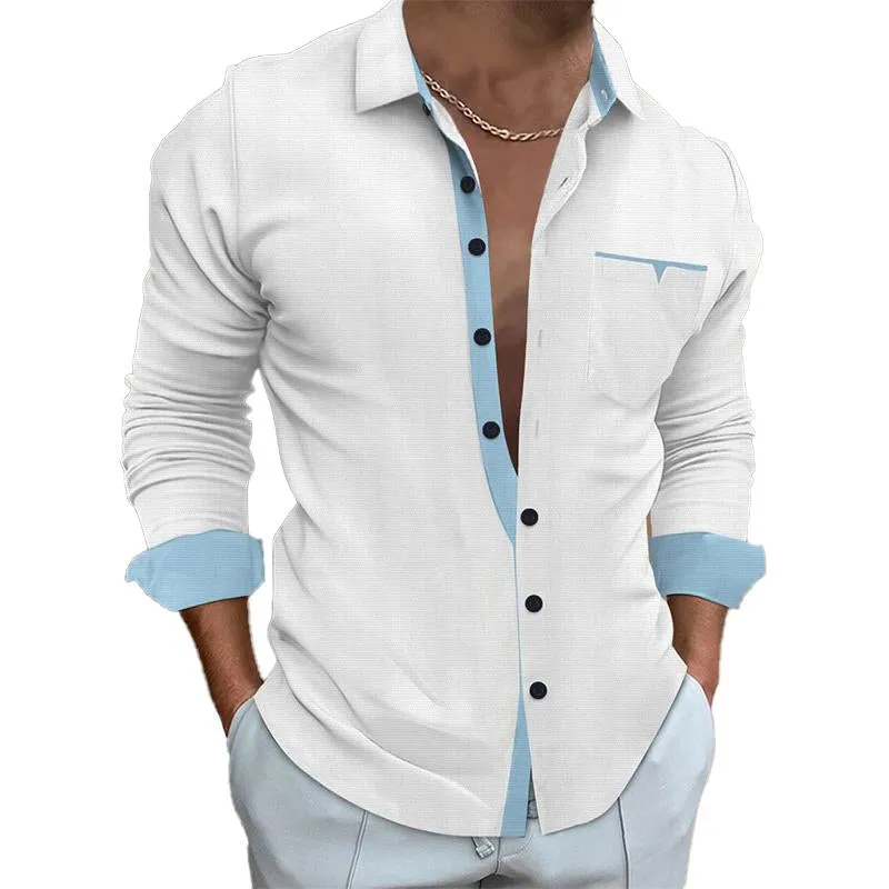 Men's Contrast Lapel Long Sleeve Shirt 01842735X sold by Manly