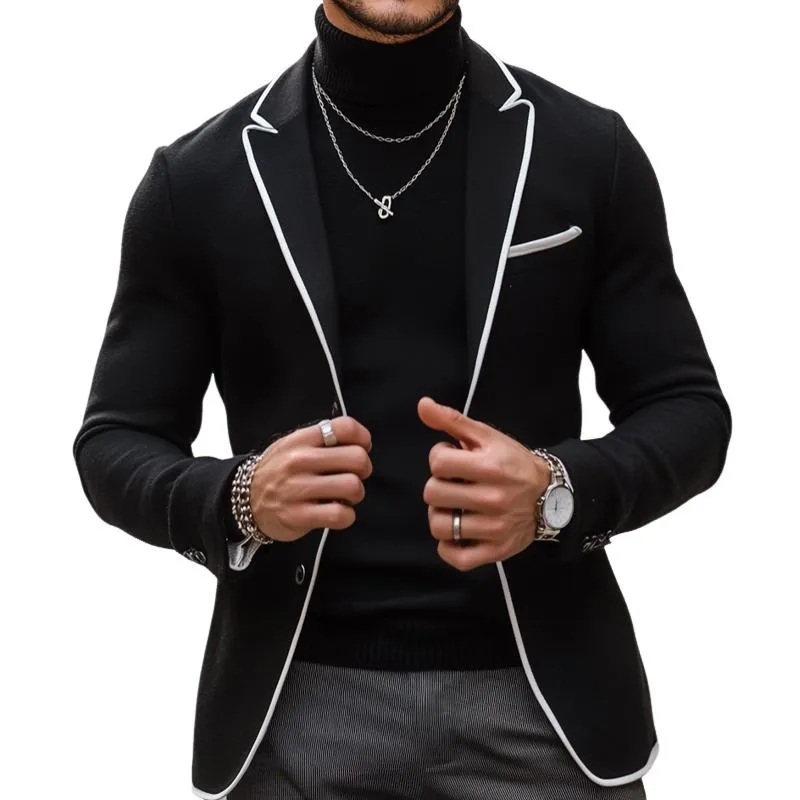 Men's Retro Casual Colorblock Single Breasted Blazer 85209182TO sold by Manly