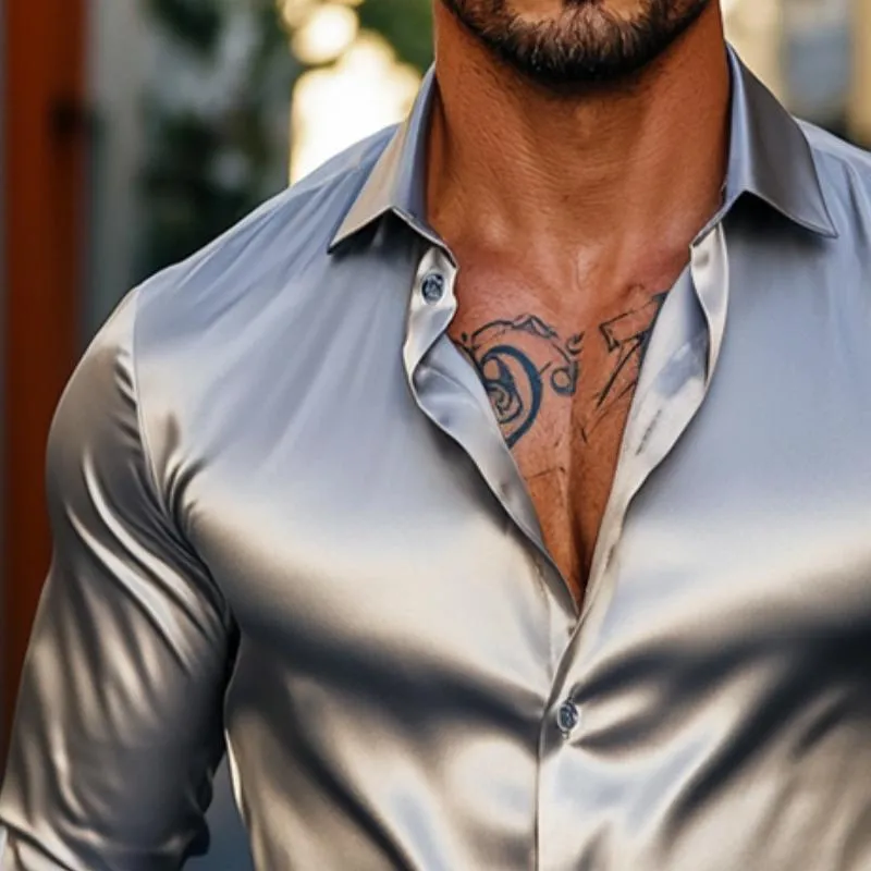 Men's Retro Casual Solid Color Lapel Long Sleeve Shirt 46913954TO sold by Manly product image thumbnail 3