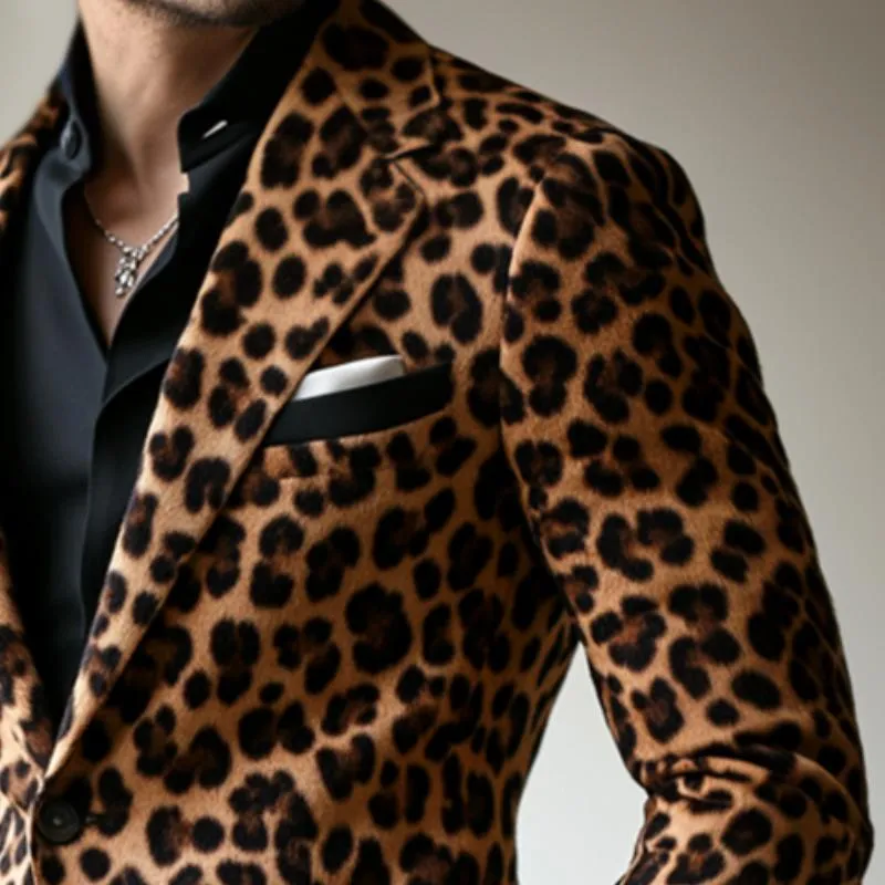 Men's Vintage Casual Leopard Print Single Breasted Blazer 44079175TO sold by Manly product image thumbnail 3