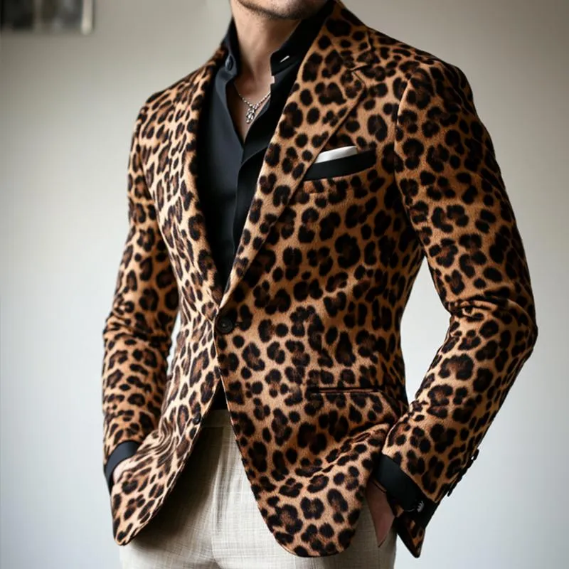 Men's Vintage Casual Leopard Print Single Breasted Blazer 44079175TO sold by Manly product image thumbnail 2