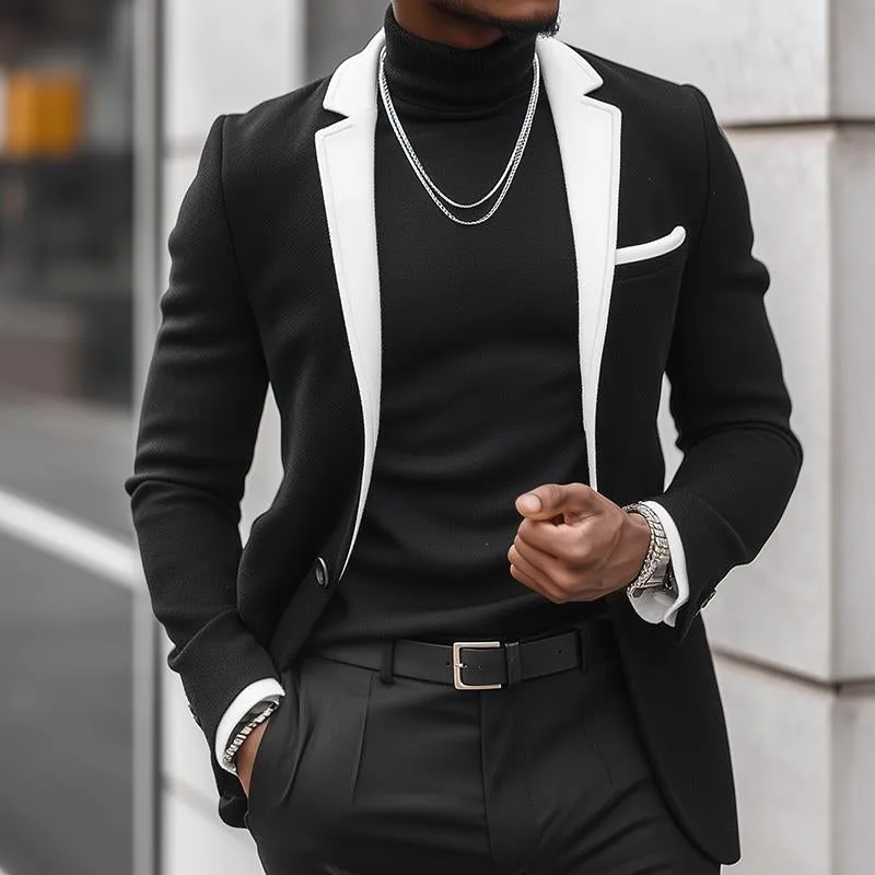 Men's Retro Casual Colorblock Single Breasted Blazer 72567156TO sold by Manly product image thumbnail 2