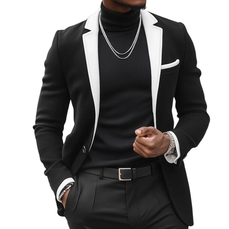Men's Retro Casual Colorblock Single Breasted Blazer 72567156TO sold by Manly