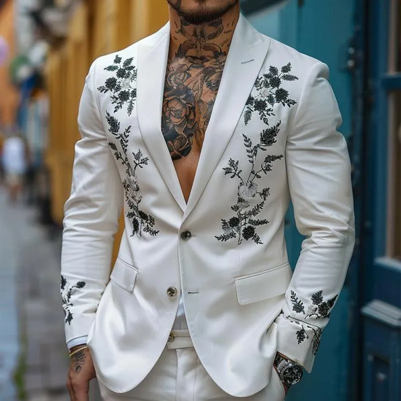 Men's Vintage Casual Embroidered Single Breasted Blazer 66447481TO sold by Manly product image thumbnail 2