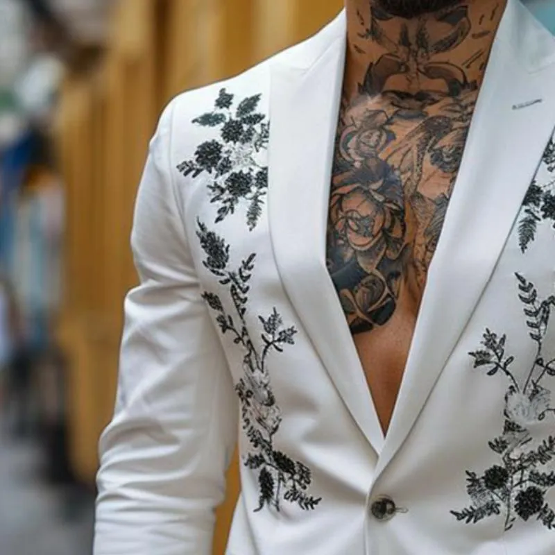 Men's Vintage Casual Embroidered Single Breasted Blazer 66447481TO sold by Manly product image thumbnail 3