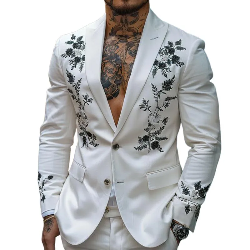 Men's Vintage Casual Embroidered Single Breasted Blazer 66447481TO sold by Manly
